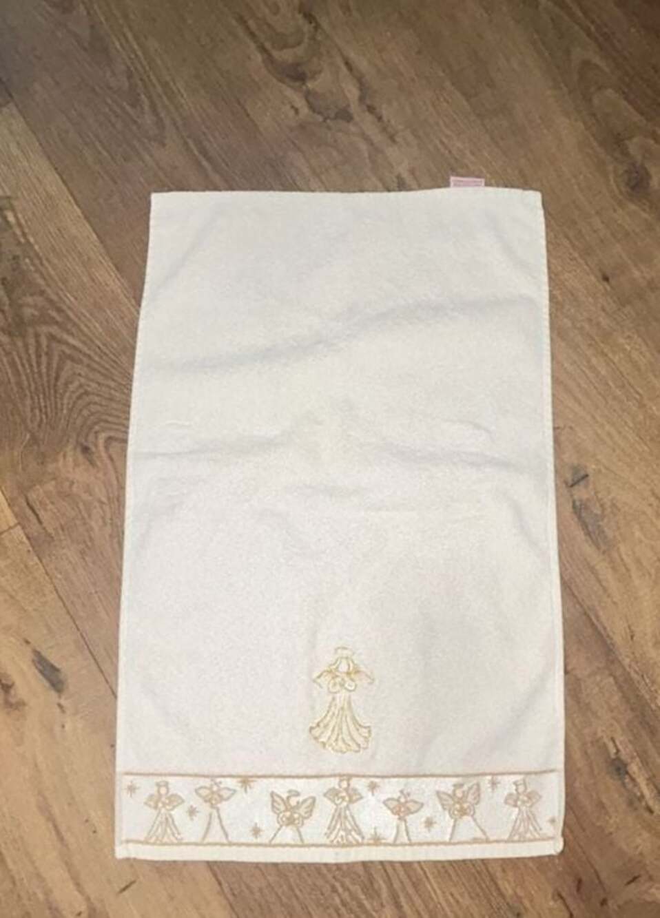 Royal Turkish Mills Christmas Angel Gold Embroidered Hand Towel